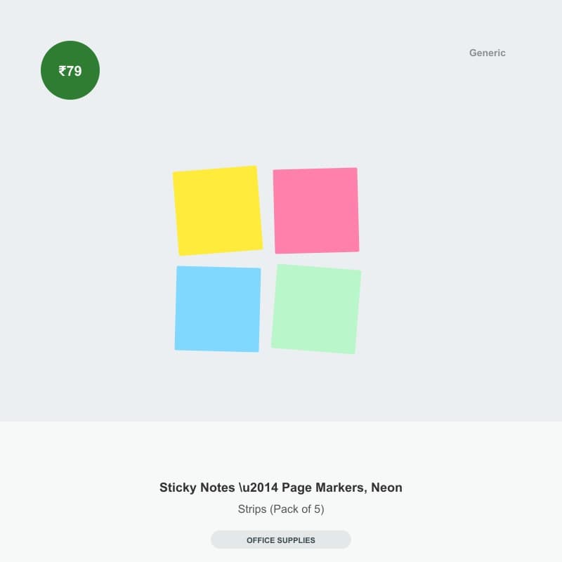 Sticky Notes — Page Markers, Neon Strips (Pack of 5)