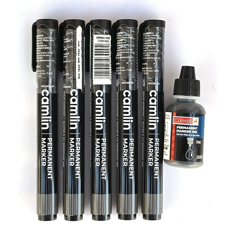 Camlin Permanent Marker — Black (Pack of 3)