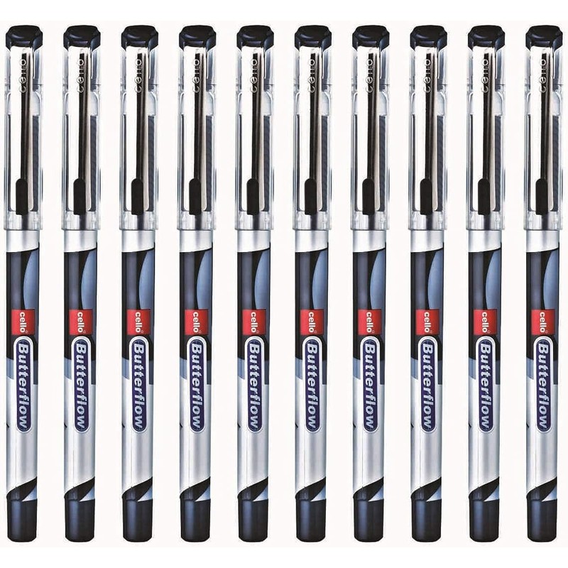 Cello Butterflow Ball Pen — Black (Pack of 10)