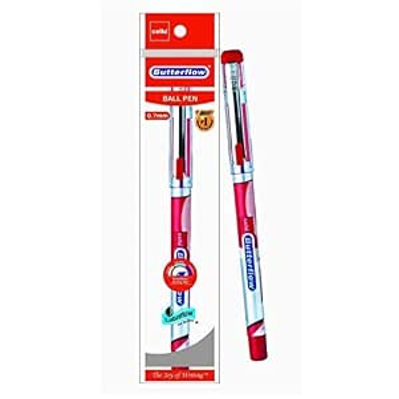 Cello Butterflow Ball Pen — Red (Pack of 10)