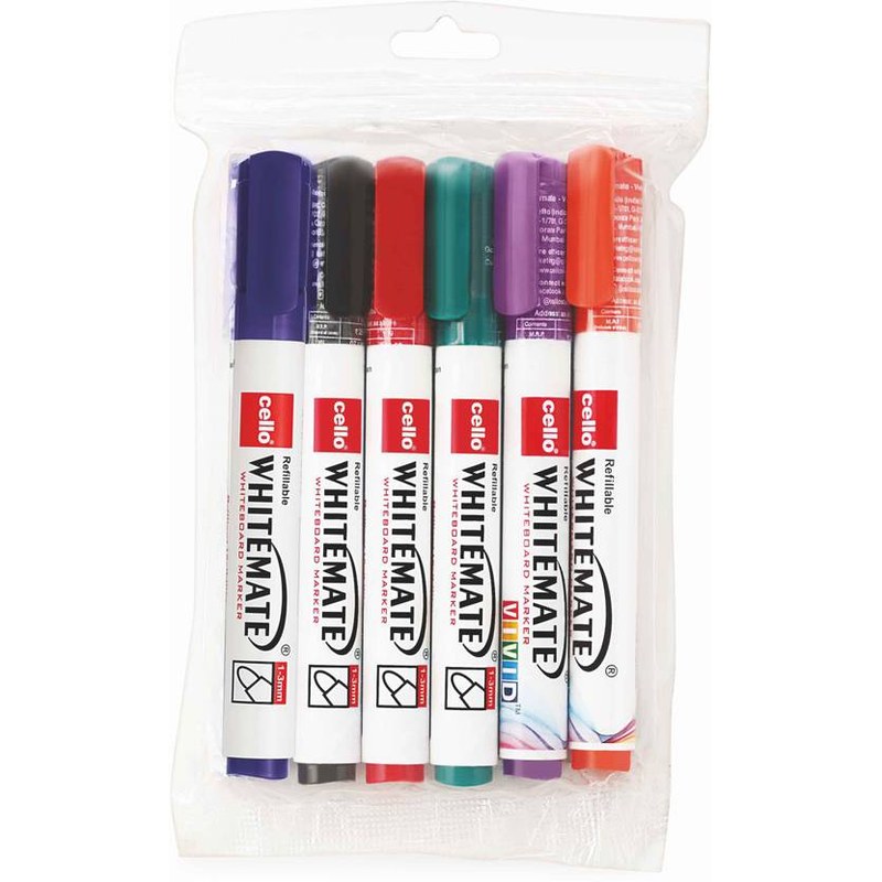 Cello Whitemate Whiteboard Marker — Black (Pack of 3)