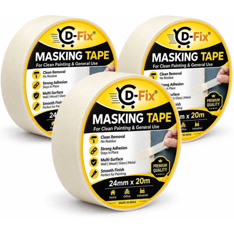 Masking Tape — 1 inch × 20m (Pack of 3)