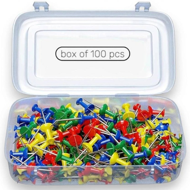 Push Pins — Assorted Colors (Pack of 100)